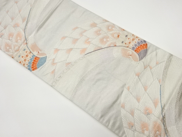 リサイクル　抽象孔雀模様織出し袋帯